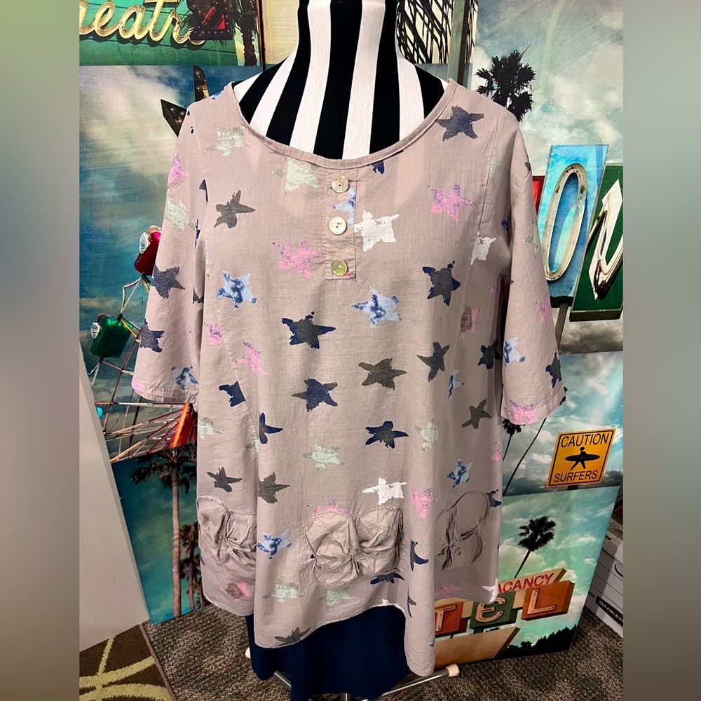 Italian made short sleeve top with embellishments